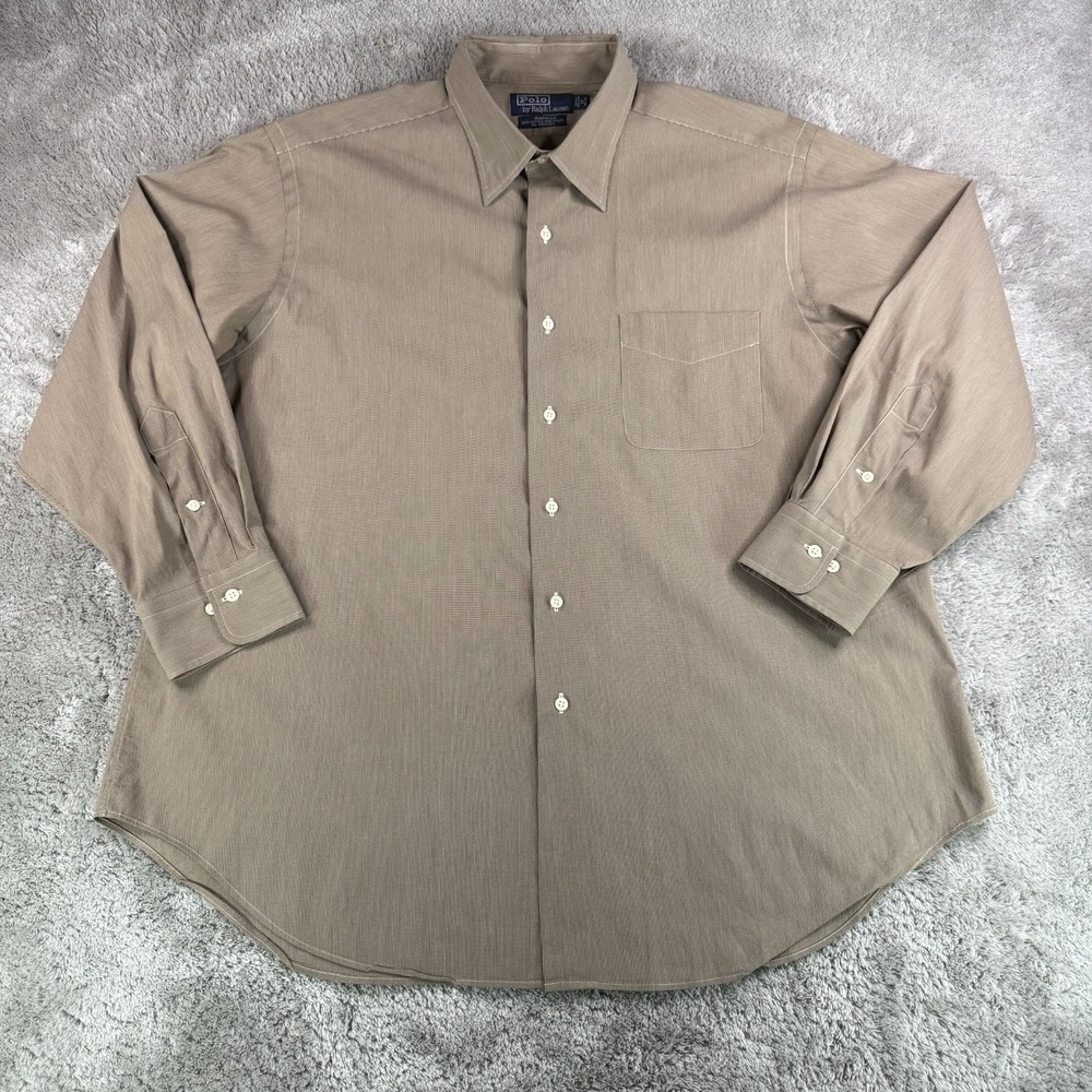 Ralph Lauren Classic Fit Button Down Shirt Mens 17 36-37 Blue Preppy Work Office